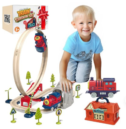 Electric Train Set with Bridge & Railway Station
