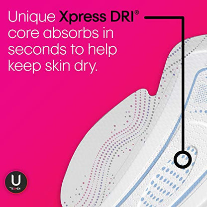 U by Kotex CleanWear Ultra Thin Feminine Pads with Wings, Regular Absorbency, 32 Count