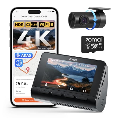70mai 4K Front and Rear Dash Cam with GPS