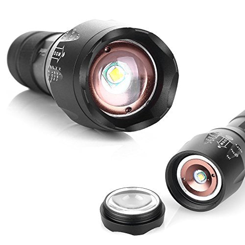 Ploarnovo 2 Pack Tactical Flashlight 2000 Lumens LED with Adjustable Focus and 5 Light Modes for Camping Hiking Emergency, Hurricane, Power Outage,Gift-Giving