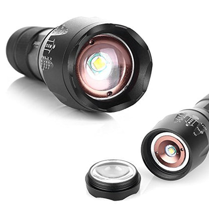Ploarnovo 2 Pack Tactical Flashlight 2000 Lumens LED with Adjustable Focus and 5 Light Modes for Camping Hiking Emergency, Hurricane, Power Outage,Gift-Giving