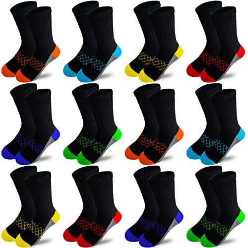 12 Pack Boys Crew Athletic Cotton Socks Kids