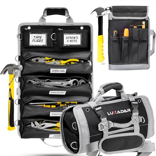 2 Count 6 Pouch Roll Up Tool Bag Organizer with Tags