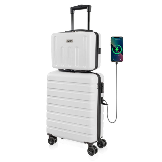20" Carry-On Luggage Set with Cosmetic Case
