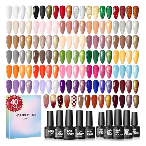 40 Piece Gel Nail Polish and Top Base Coat Set