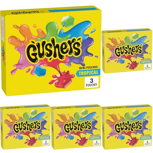 5 Pack Gushers Tropical Fruit Flavored Snacks 3 Count