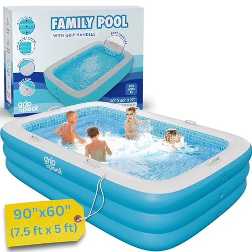 Large Inflatable Family Pool, 90"x60"x19" Outdoor Swimming