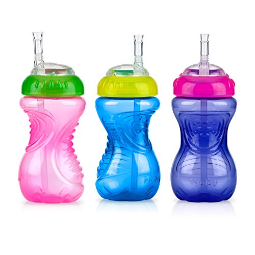 3 Pack Nuby No-Spill Soft Straw Sippy Cups 10oz