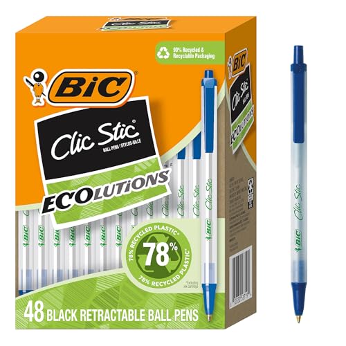 48 Count BIC Ecolutions Retractable Ballpoint Pens