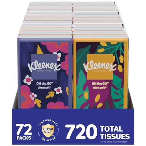 72 Pack Kleenex 3-Ply On-The-Go Facial Tissues