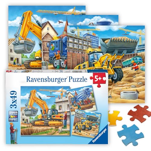 3 Pack Ravensburger Construction Vehicles Jigsaw Puzzle Set