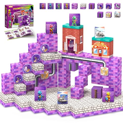 48 Pack Magnetic Dinosaur Building Blocks for Kids