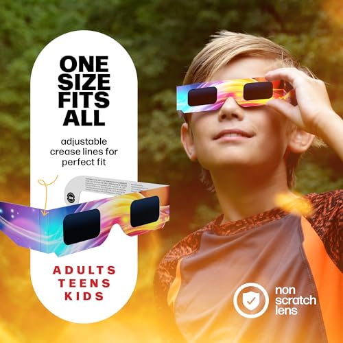 MedOptics Solar Eclipse Glasses Approved 2024 (10 Pack) - AAS, ISO & CE Certified for All Ages - Lab Tested - Includes Eclipse Path Map - Clear Visibility, One Size Fits All, Non-Scratch Lens Viewing