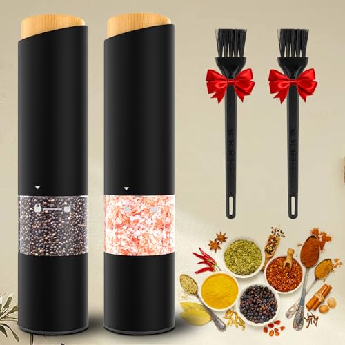 Electric Salt and Pepper Grinder Set, Adjustable Coarseness