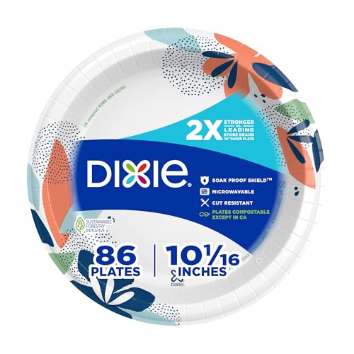 86 Count Dixie 10-Inch Disposable Paper Plates