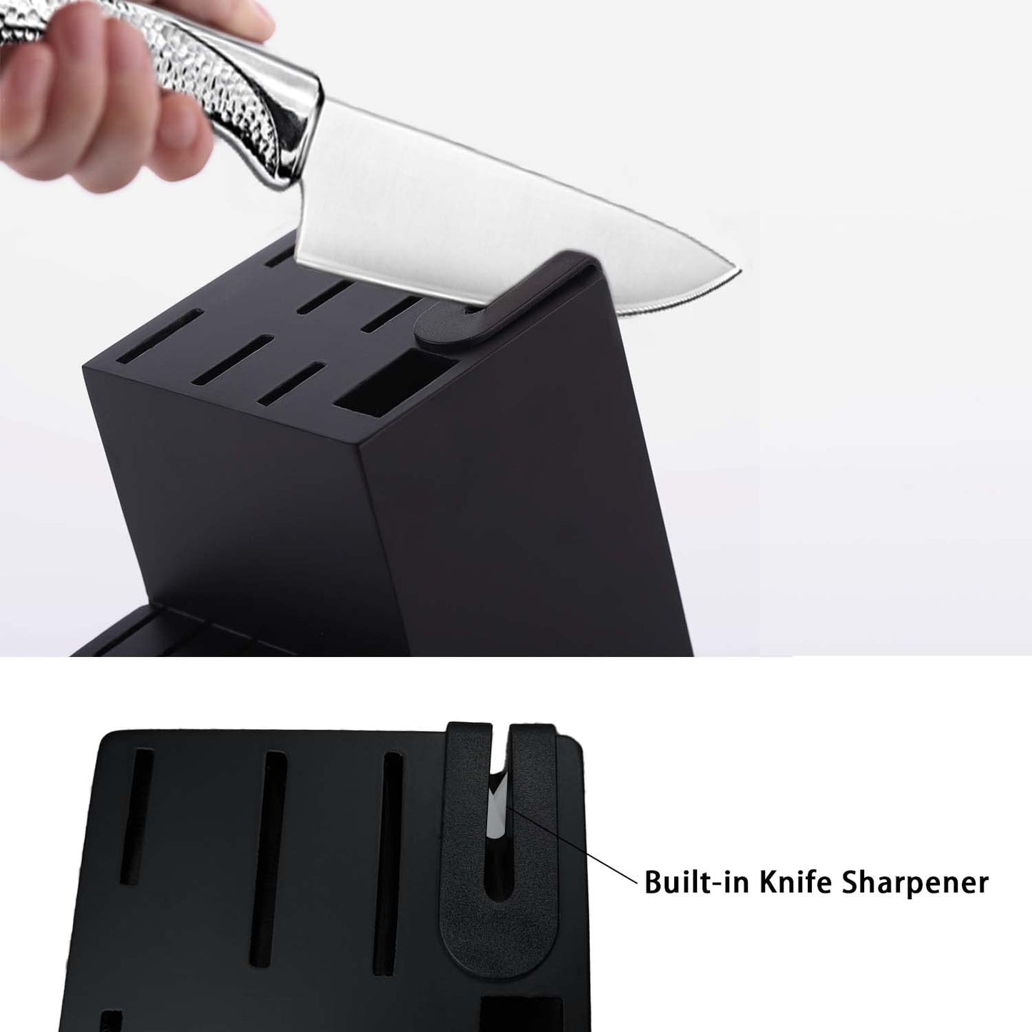 Knife set, HISSF Knife Set for Kitchen with Block, 14 Piece Kitchen Knife Set with Built-in Sharpener, Professional High Carbon Stainless Steel Kitchen Knives For Chopping, Slicing, Dicing