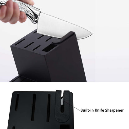 Knife set, HISSF Knife Set for Kitchen with Block, 14 Piece Kitchen Knife Set with Built-in Sharpener, Professional High Carbon Stainless Steel Kitchen Knives For Chopping, Slicing, Dicing