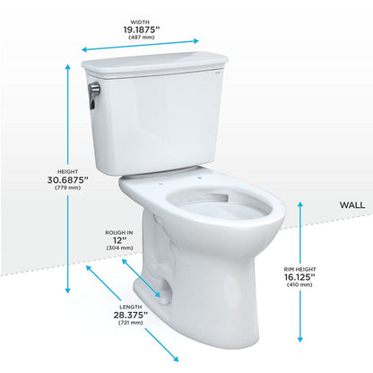 TOTO Elongated 1.28 GPF Toilet with Tornado Flush
