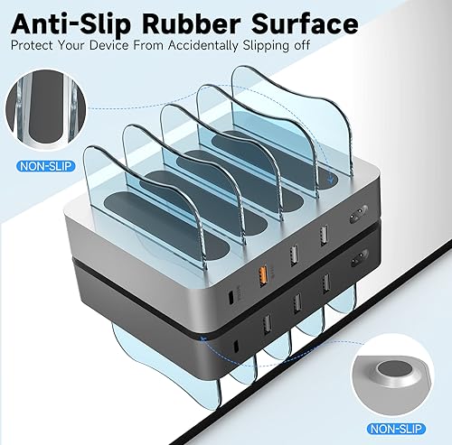 USB Charging Station - Charging Dock - 4-Port - Fast Charging Station for Multiple Devices - Docking Station - Smart Charging Station Dock - Multi Charging Station for Cell Phones and Tablets