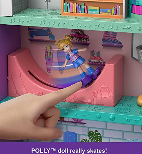 Polly Pocket Playset with 3 Micro Dolls, 1 Toy Car, Food and Shopping Accessories, Pollyville Mega Mall Toy