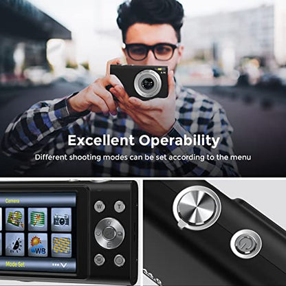 Jckduhan 2.7K HD 48MP Digital Camera - Auto Focus, 16X Zoom, 32GB Memory Card, 2 Batteries, YouTube Vlogging Camera for Kids, Teens, Adults