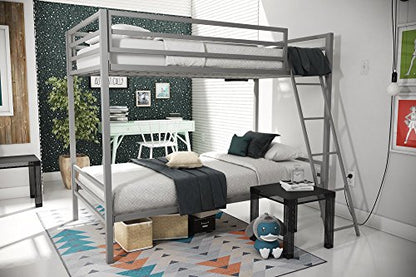 Novogratz Maxwell Twin-Over-Twin Metal Bunk Bed, Grey