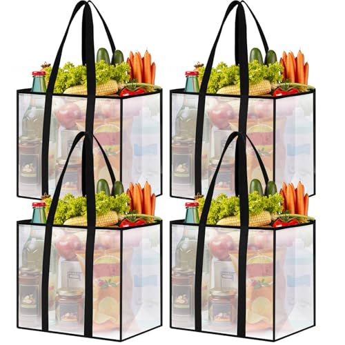 4 Pack Heavy Duty Reusable Grocery Shopping Bags
