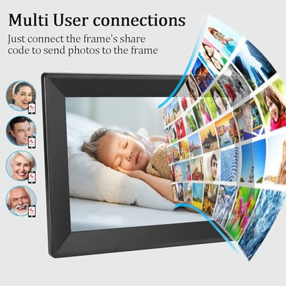 FRAMEO 10.1inch Smart Digital Photo Frame HD WiFi Digital Picture Frames with Touch Screen 16GB Storage Auto-Rotate Function,Digital Frame Through The FRAMEO App Instant Sharing of Photos or Videos