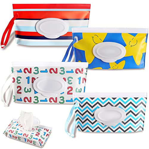 4 Pack Baby Wipes Dispenser Refillable Travel Pouch