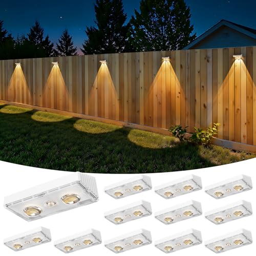 12 Pack Solar Fence Lights Outdoor Waterproof Deck LED