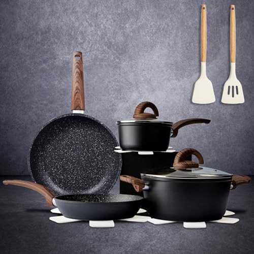 12 Piece Nonstick Ceramic Pots and Pans Set