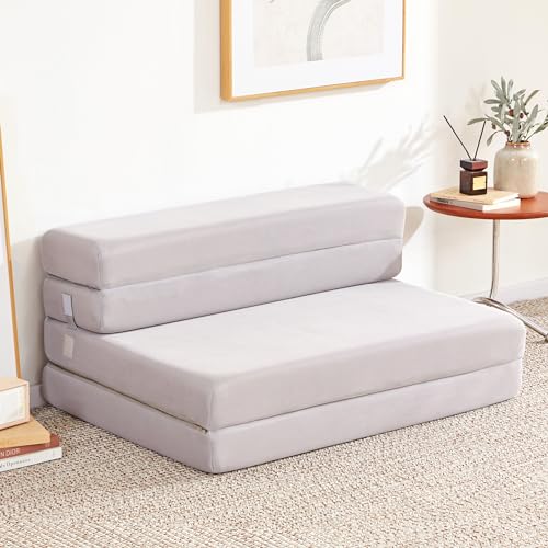 Folding Futon Sofa Bed Sleeper with Headrest, Single