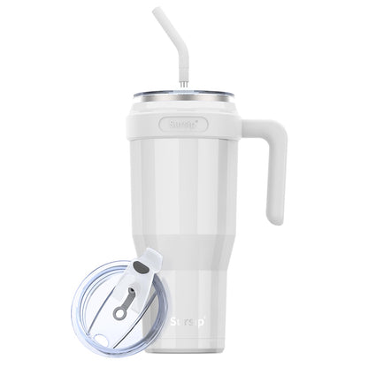 Sursip 50 oz Mug Tumbler,Stainless Steel Tumbler Mug with Non-Removable Handle–Keeps Drinks Cold up to 24 Hours–Sweat Proof, Dishwasher Safe,BPA Free-White