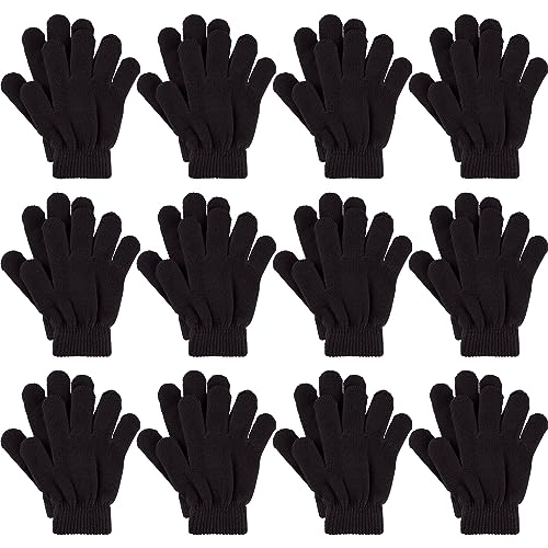 12 Pairs Kids Winter Knit Gloves Full Finger