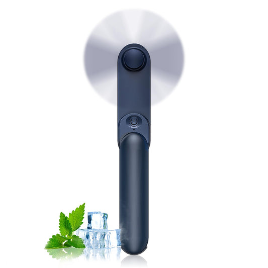Handheld Mini Fan with USB Rechargeable 1000mAh Battery, Portable Hand Held Lash Fan for Makeup with 13 Woking Hours, Small Foldable Pocket Fans for Travel, Gifts for Women - Dark Blue