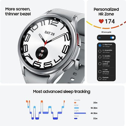 SAMSUNG Galaxy Watch 6 Classic 47mm LTE Smartwatch, Rotating Bezel, Fitness Tracker, Personalized HR Zones, Advanced Sleep Coaching, Heart Monitor, BIA Sensor, Health Insights, US Version, Silver