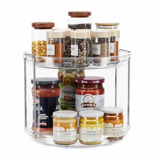 2 Tier Lazy Susan Turntable Spice Rack Organizer