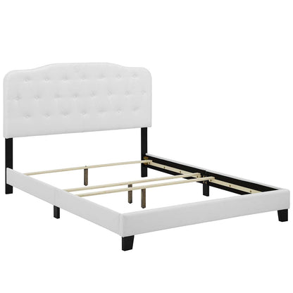 Modway Amelia Tufted Fabric Upholstered Twin Platform Bed in White