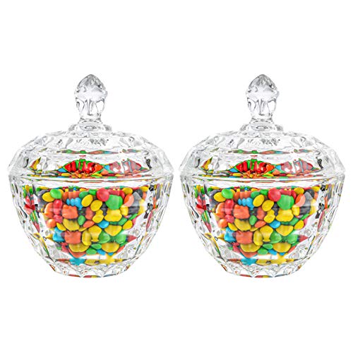 2 Pack Glass Candy Dishes with Lids