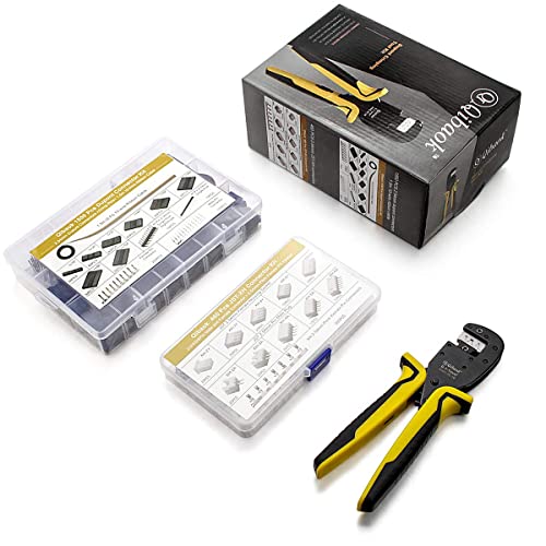 Qibaok Crimping Tool Kit Dupont Ratcheting Crimper Plier Set with 460pcs 2.54mm JST-XH Connectors and 1550PCS 2.54mm Dupont Connectors