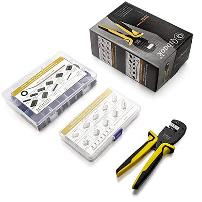 Qibaok Crimping Tool Kit Dupont Ratcheting Crimper Plier Set with 460pcs 2.54mm JST-XH Connectors and 1550PCS 2.54mm Dupont Connectors
