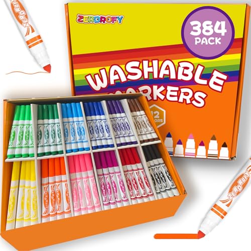 384 Count Washable Fine Tip Kids Markers Set