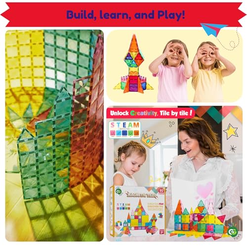 Magnetic Tiles 90 PCS Rainbow Castle Set
