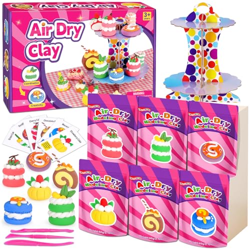 Air Dry Clay Kit for Kids, 6 Dessert Designs