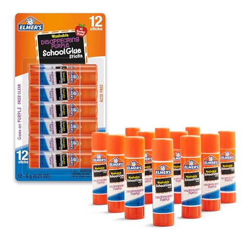 12 Pack Elmer's School Glue Sticks Washable