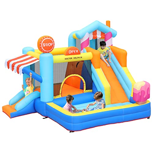 Inflatable Bounce House with Double Slide and Blower