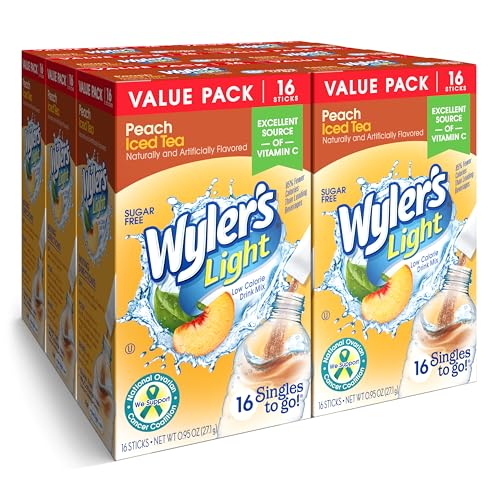 96 Count Wyler's Light Peach Iced Tea Drink Mix