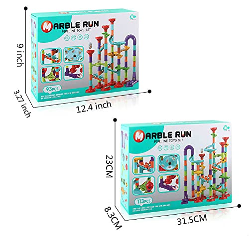 Fun Toys X 113 Pcs Marble Run Compact Set, Construction Building Blocks Toys, STEM Learning Toy, Educational Building Block Toy for 4 5 6 Year Old Boys Girls Kids(A-085