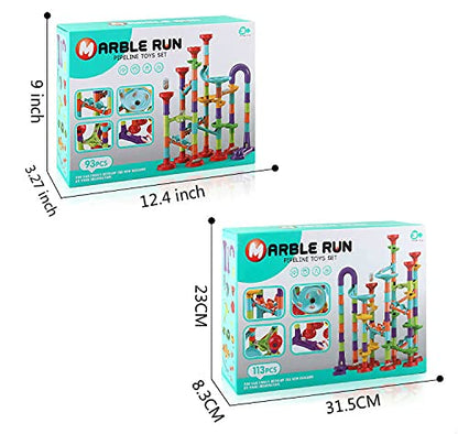Fun Toys X 113 Pcs Marble Run Compact Set, Construction Building Blocks Toys, STEM Learning Toy, Educational Building Block Toy for 4 5 6 Year Old Boys Girls Kids(A-085