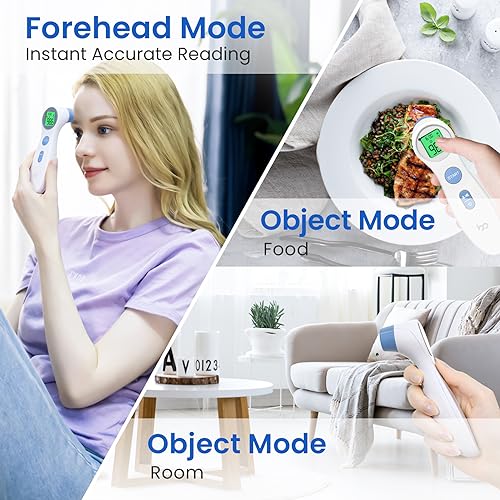 Thermometer for Adults, FSA Eligible, High Accuracy, No-Touch Digital Thermometer with Fever Alarm and Memory Function, Ideal for Babies, Kids, Home and Office Use
